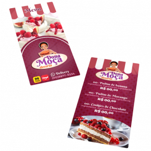 Cardápio Estreito em PVC para restaurantes, lanchonetes e deliverys