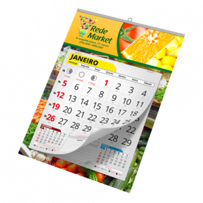 Folhinha com Bloco de Calendário Vareta Metálica